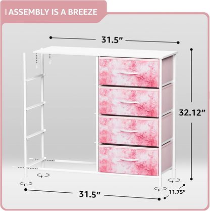 Dresser with 8 Drawers - Furniture Storage Chest Tower Unit for Bedroom, Hallway, Closet, Office Organization - Steel Frame, Wood Top, Easy Pull Fabric Bins (8-Drawer, Pink)