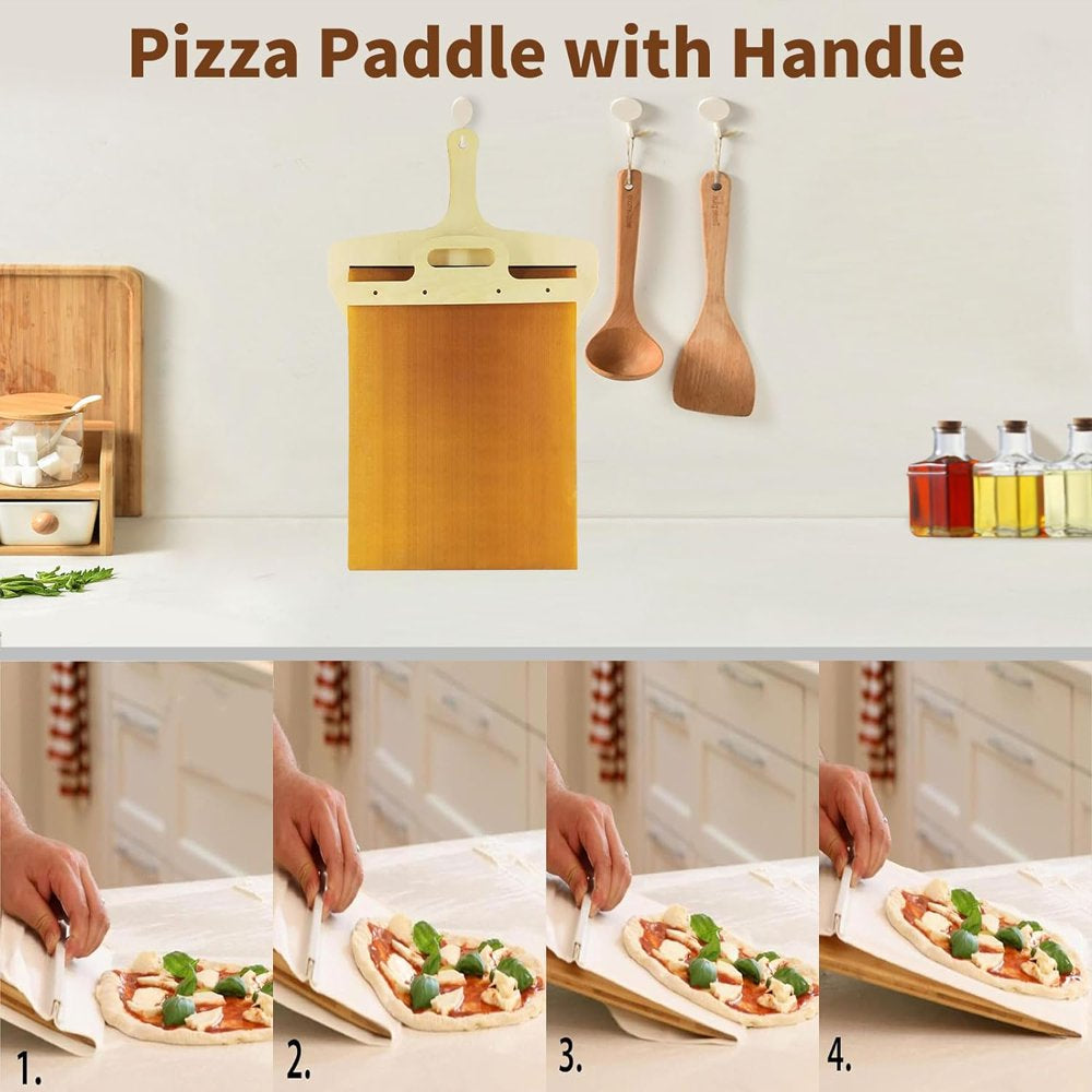 Sliding Pizza Peel,Non-Stick Pizza Peel Shovel,Pizza Spatula with Handle, Pizza Peel That Transfers Pizza Perfectly,Pizza Paddle for Indoor & Outdoor Ovens